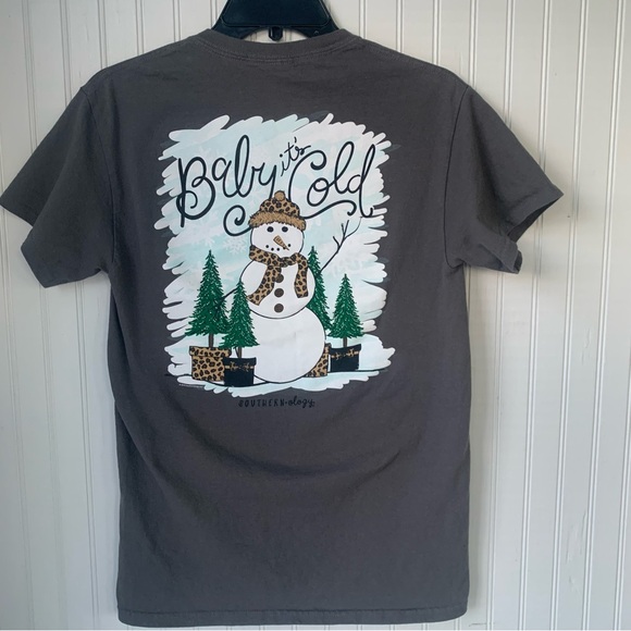 “SOUTHernology (S) “Baby it’s Cold” Gildan Gray Heavy Cotton Tee - Picture 4 of 5